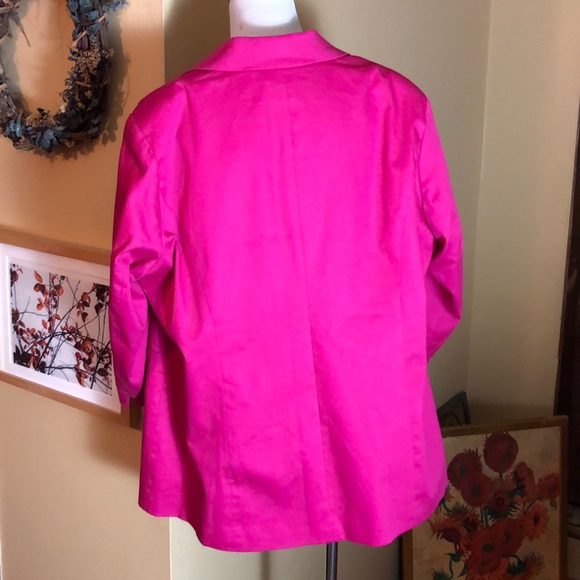 COLDWATER CREEK Size 20-22 Pink 1-Button Blazer Cotton Stretch Vibrant $118 NEW - Picture 3 of 12